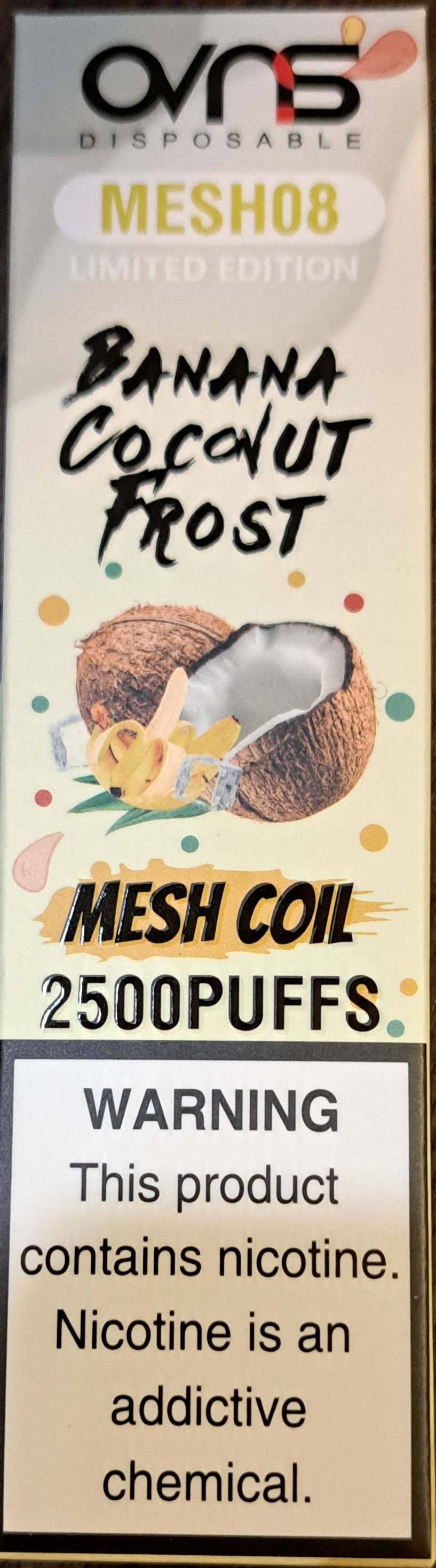 Banana Coconut Frost 1x8ml 2500 puffs OVNS Limited Edition